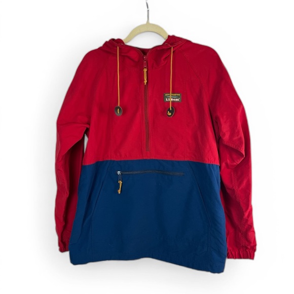 L.L. Bean Other - L.L. Bean Anorak Pullover Jacket Men’s Small Red Blue Hooded Windbreaker Outdoor